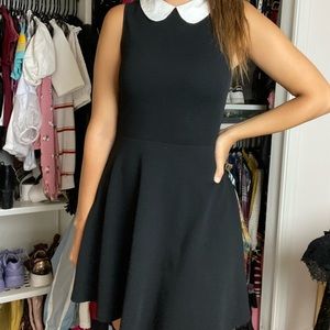 Black collared skater dress